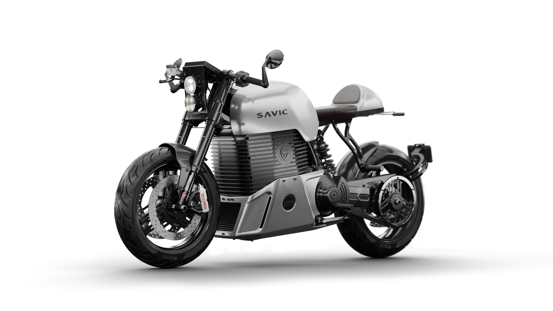 Side image of 3d model of the C-Series cafe racer motorcycle